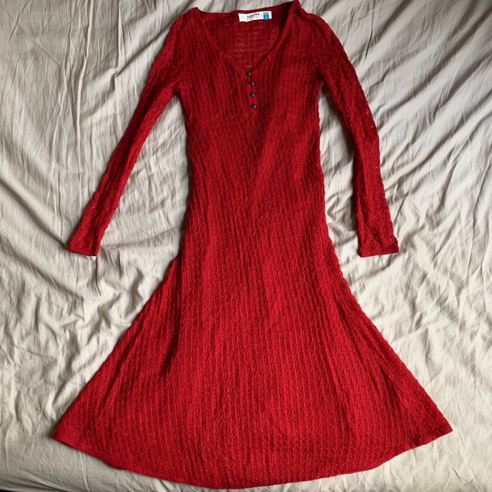 Anthropologie red knitted dress